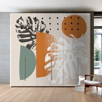 Houseart Leaves and shapes, Line Art, Αυτοκόλλητα ντουλάπας, 100 x 100 εκ.